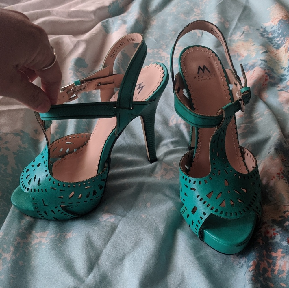 Teal Ankle Strap Sandals